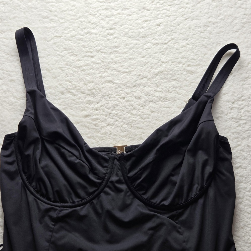 City Chic Swimsuit Womens L Black One Piece Underwire Buckle Strap Lined